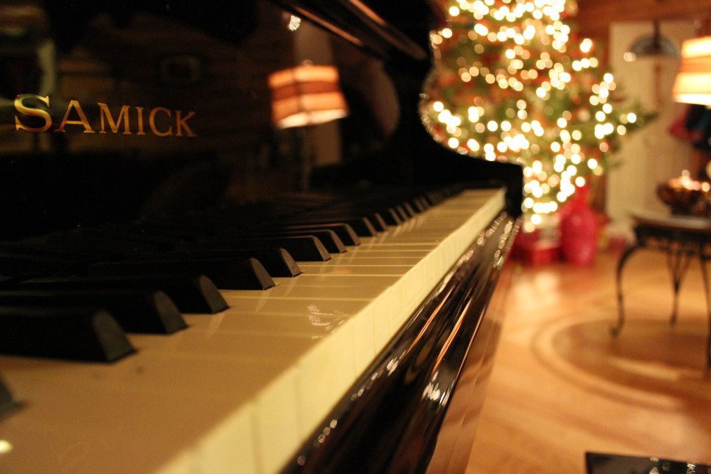 holiday lights and piano