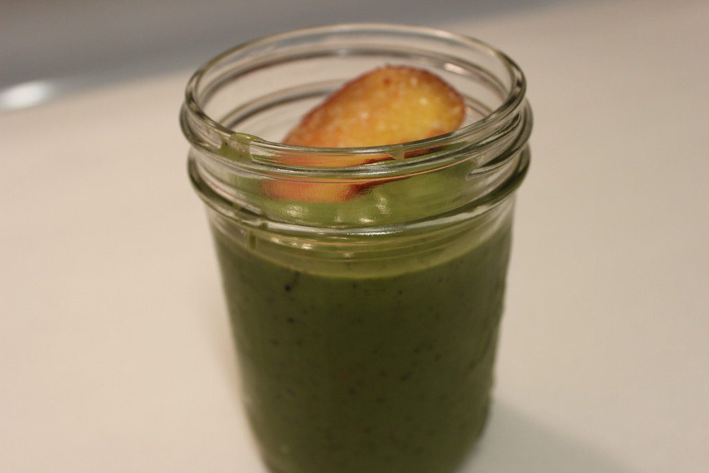 green peach smoothie with protein
