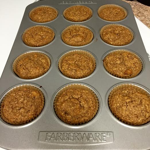 banana nut muffins out of oven