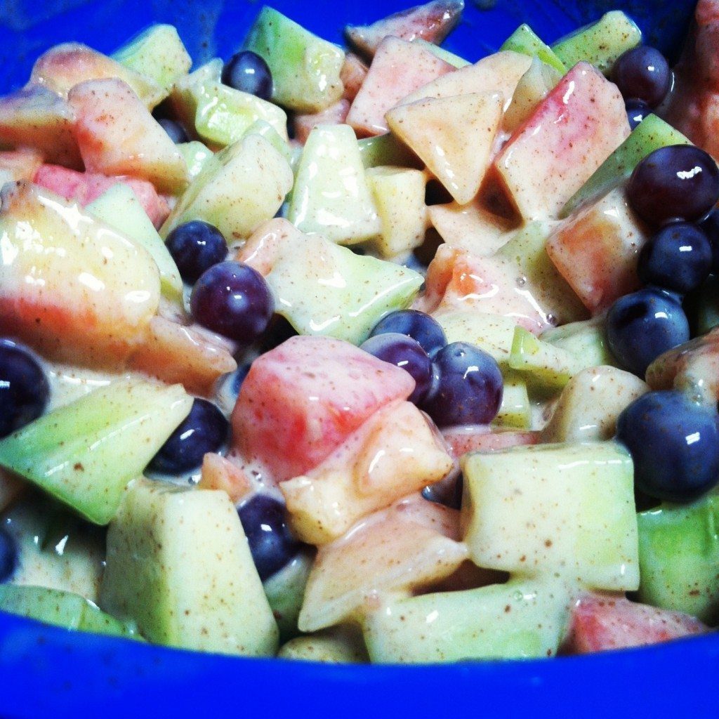 big bowl of cinnamon fruit salad