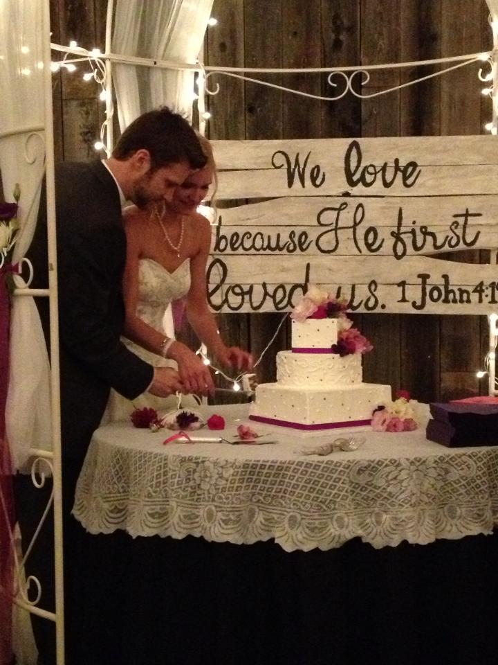 cutting cake with my new husband