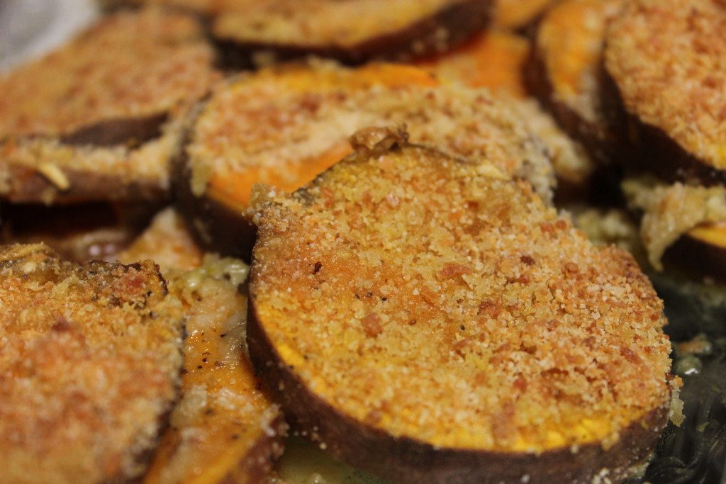 creamy garlic sweet potatoes yummy