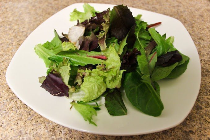 beginning layer of salad