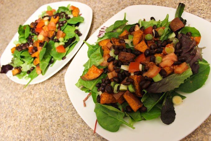 sweet potato taco salad two plates