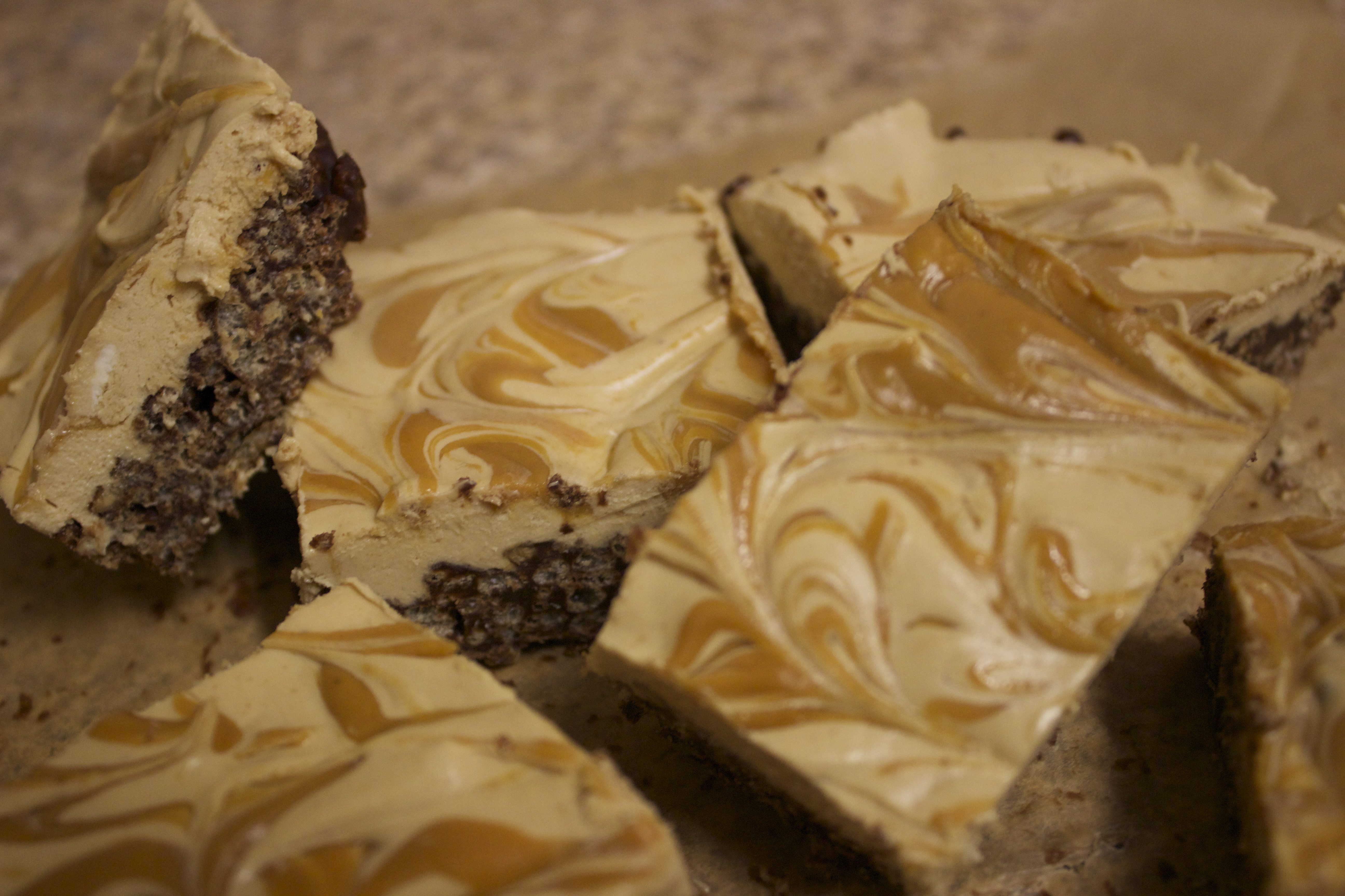 peanut butter choc. krispie cream cheese bars