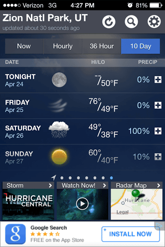 zion weather forecast