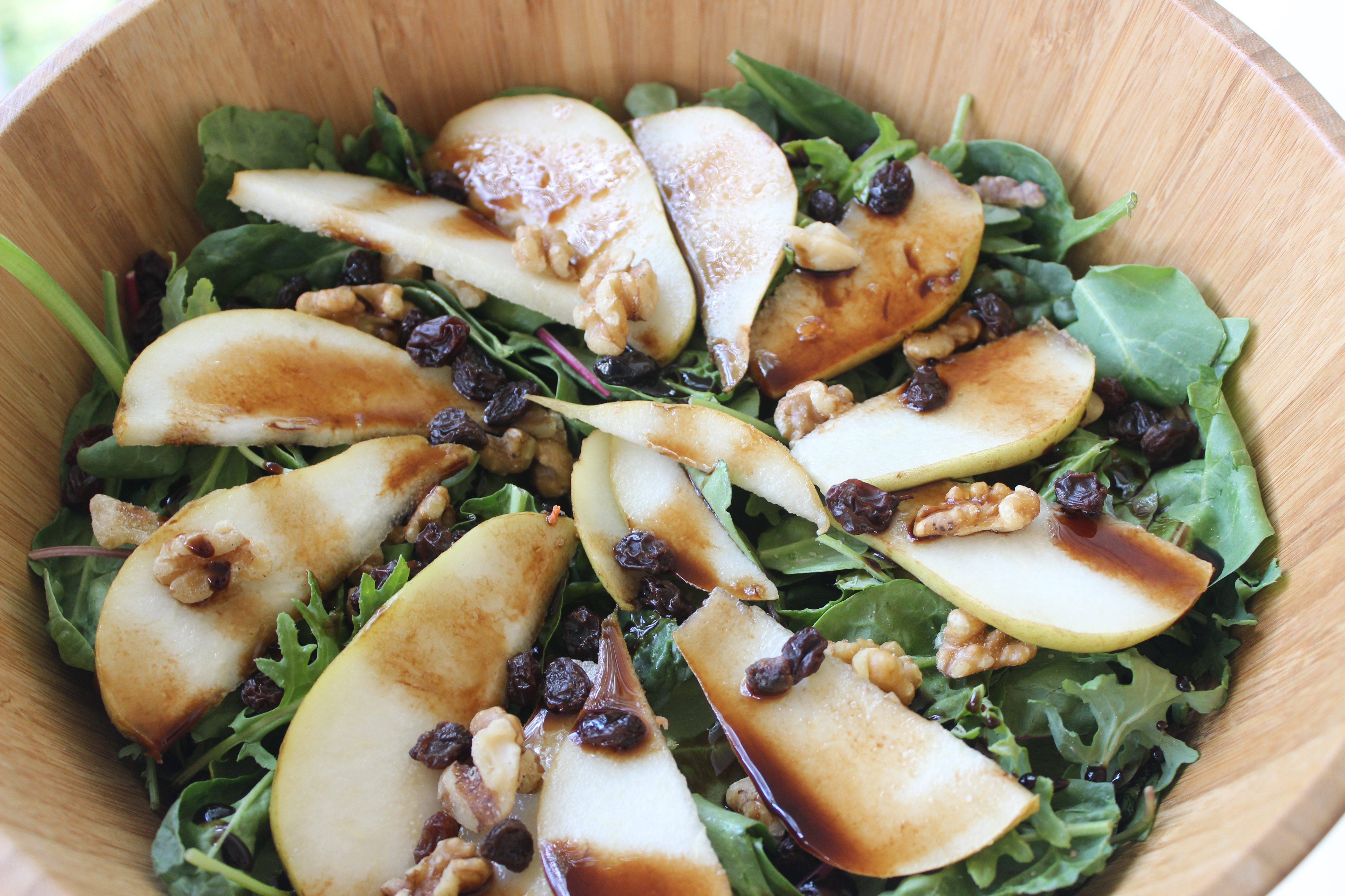 Power greens with walnut & pear