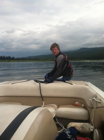 logan getting ready to ski