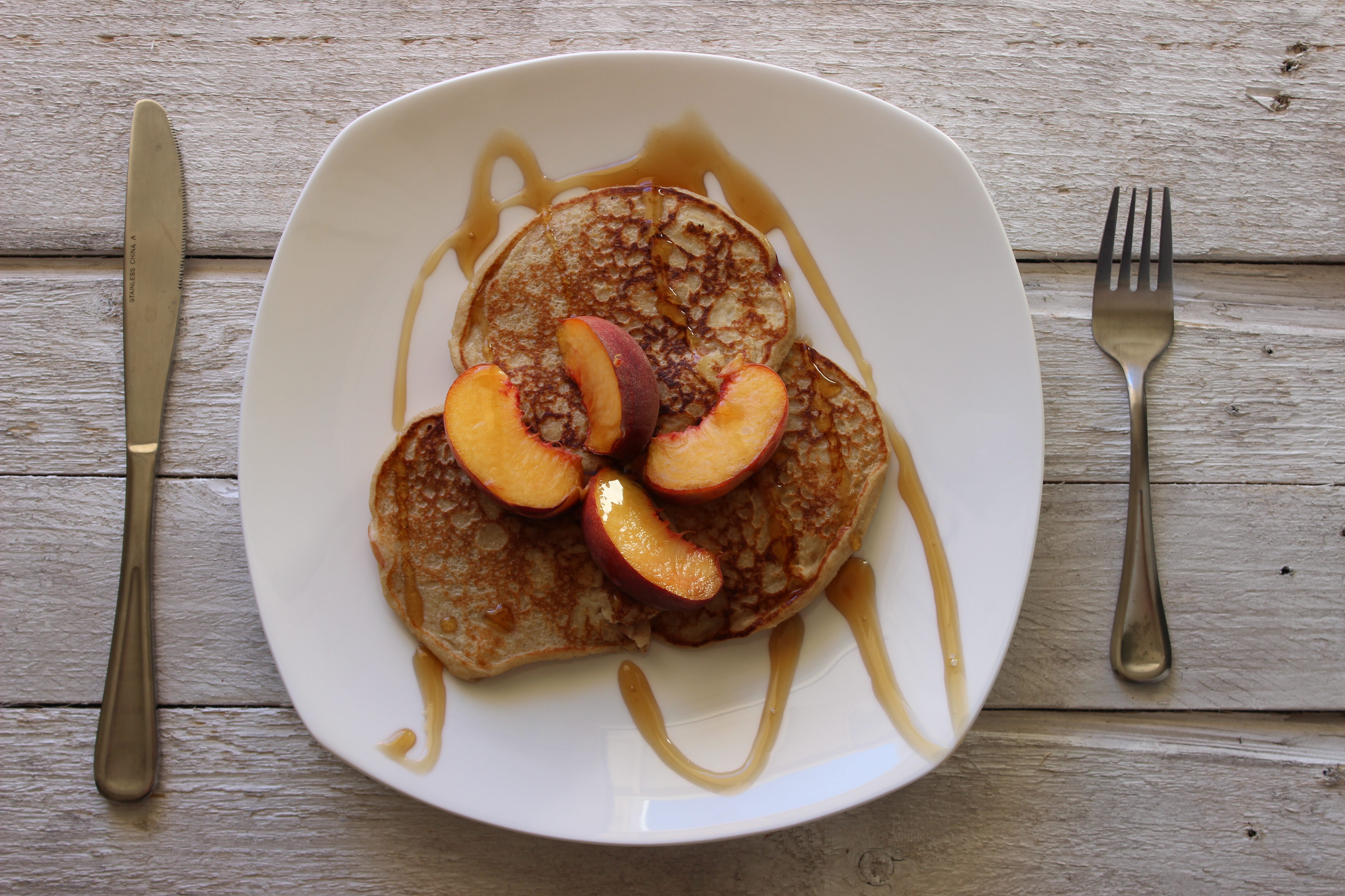 GF Peach Pancakes, Vegan