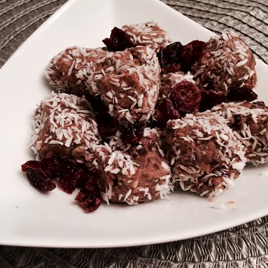 bliss bites with coconut and cranberry