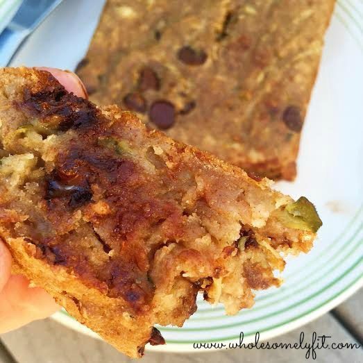 Vegan Chocolate Chip Zucchini bread, moist bite